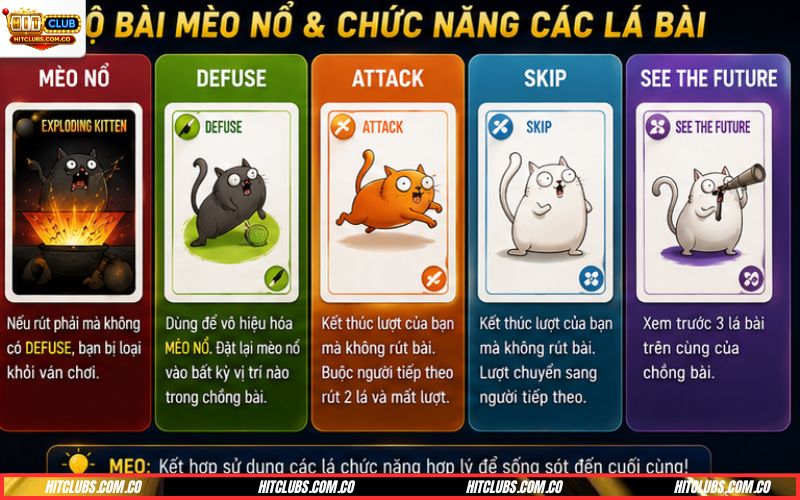 Cách chơi bài mèo nổ với thẻ chức năng